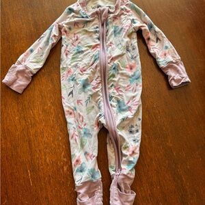 Floral 0-3 month bamboo One Piece by - Pink and Green